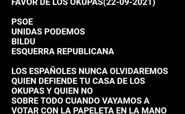 Los partidos que apoyan a los okupas deben ser castigados en las urnas