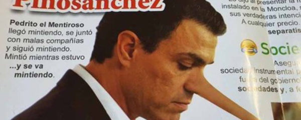 La hemeroteca revela que Pedro Sánchez ha dicho más de 600 mentiras y engaños en los últimos cinco años. Es campeón mundial de la mentira.